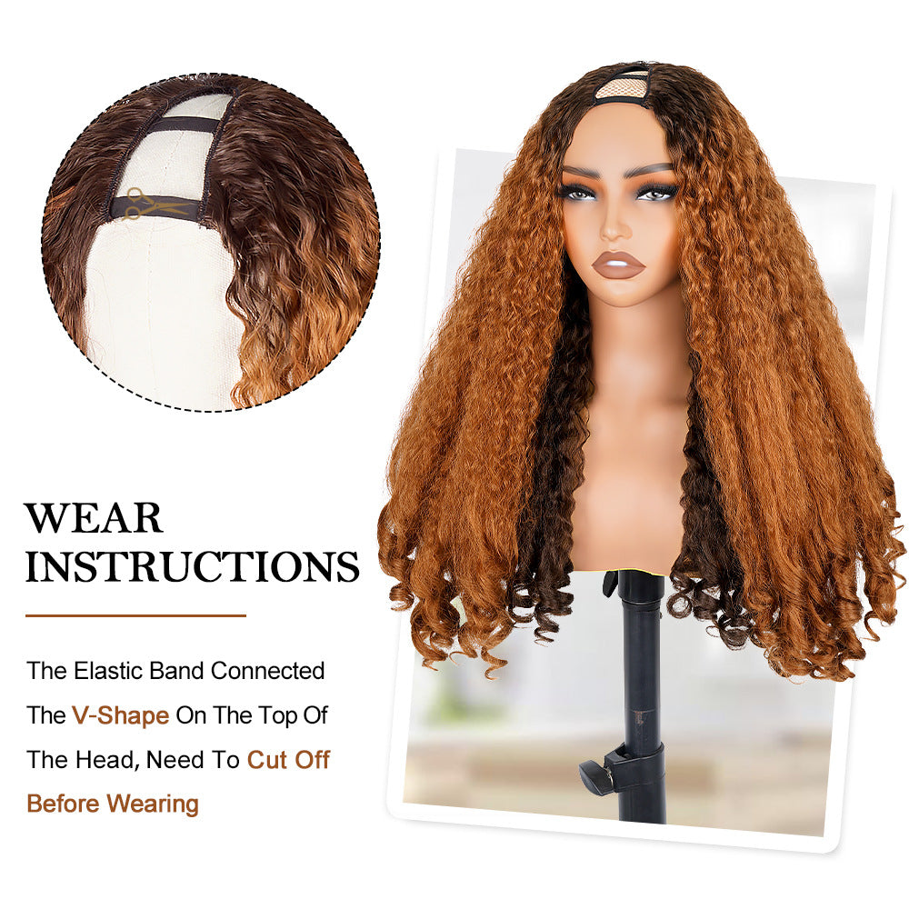 v-part Afro curls Hot Sale 180% Afro Curly Bouncy V Part Wig