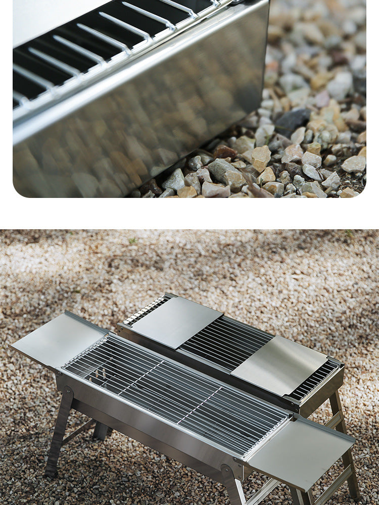 Barbecue Grill Thickened Stainless Steel Home Outdoor Portable Folding Grill Charcoal Drawer Type Barbecue Stove