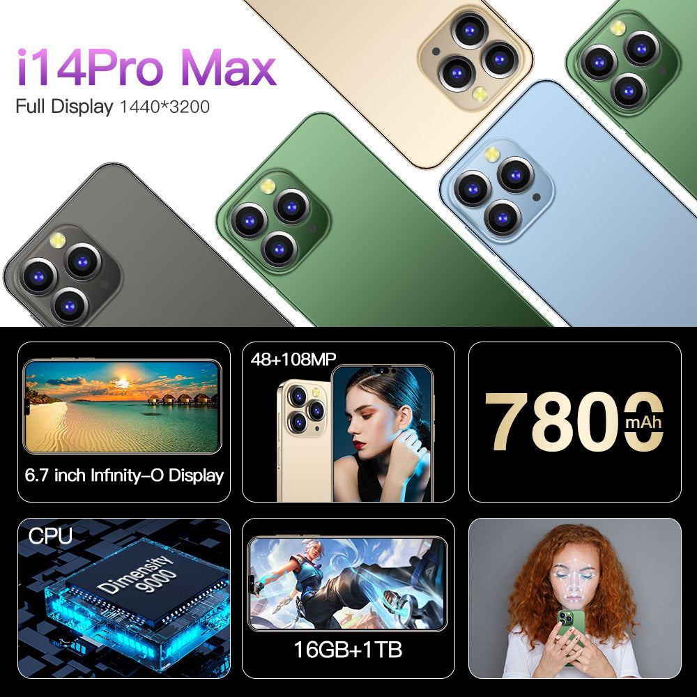 i14 ProMax Smartphone6.8Inch Full HD Screen3+64G Android4G Mobile Phone Factory In Stock Wholesale