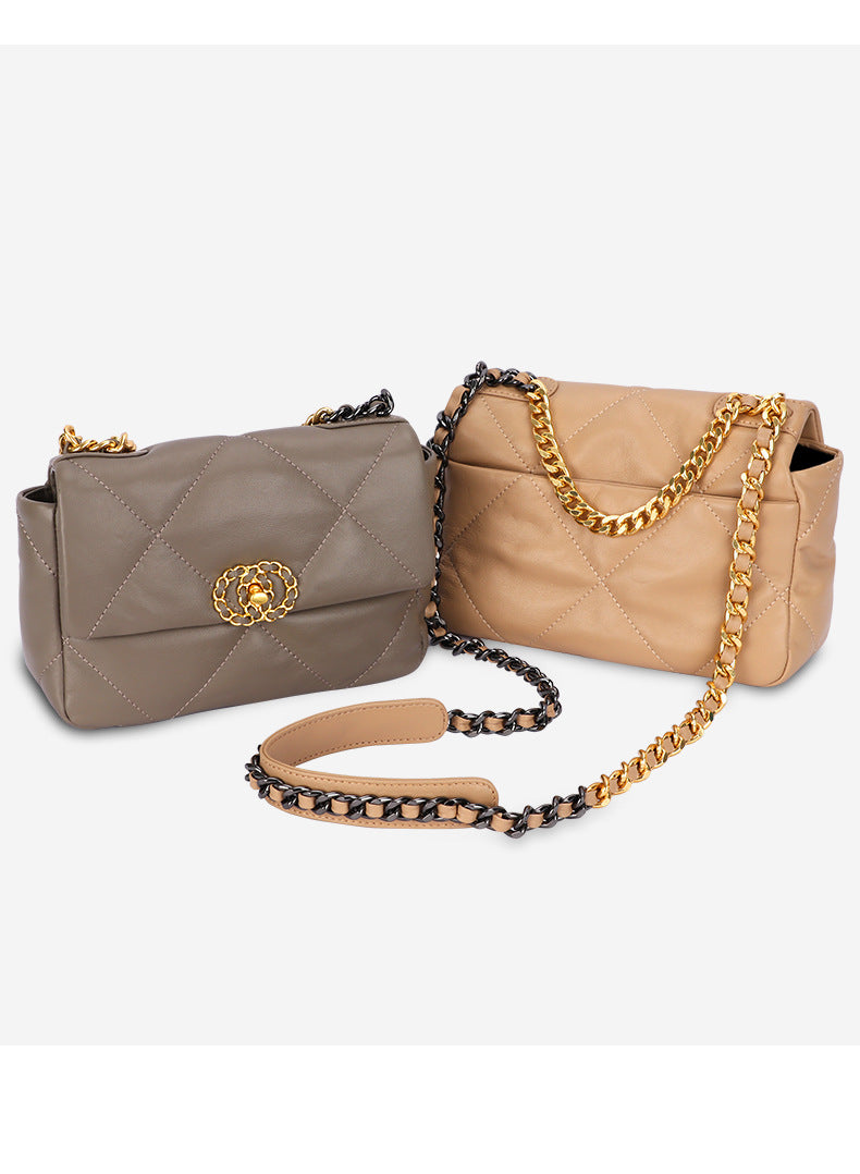 French Retro New Soft Elegant Sheepskin Shoulder Bag Clutch Trendy Fashion Chain Crossbody Women's Bag