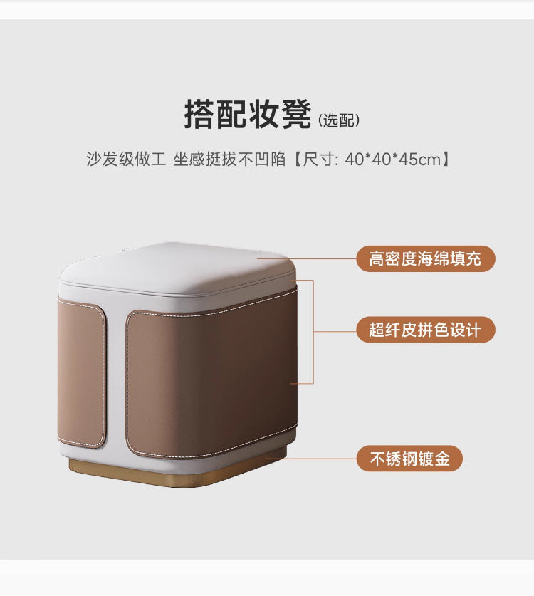 Multi-layer Solid Wood Rock Board Dressing Table Bedside Table Integrated Designer Bedroom Modern Minimalist High-grade Gray Makeup Table