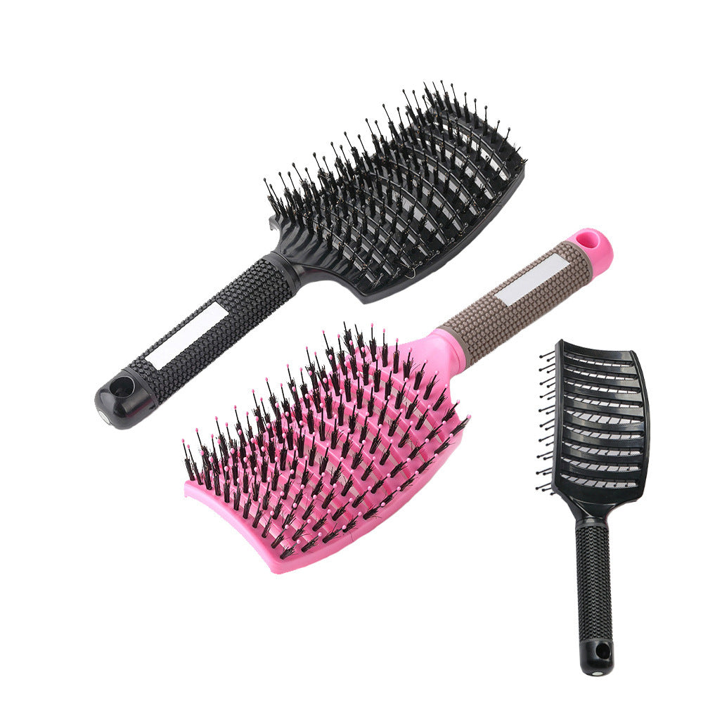 Large Curved Comb, Ribbed Hair Comb, Boar Bristle Curved Massage Comb, Nine-Row Comb, Styling Curling and Smoothing Comb, Cross-Border