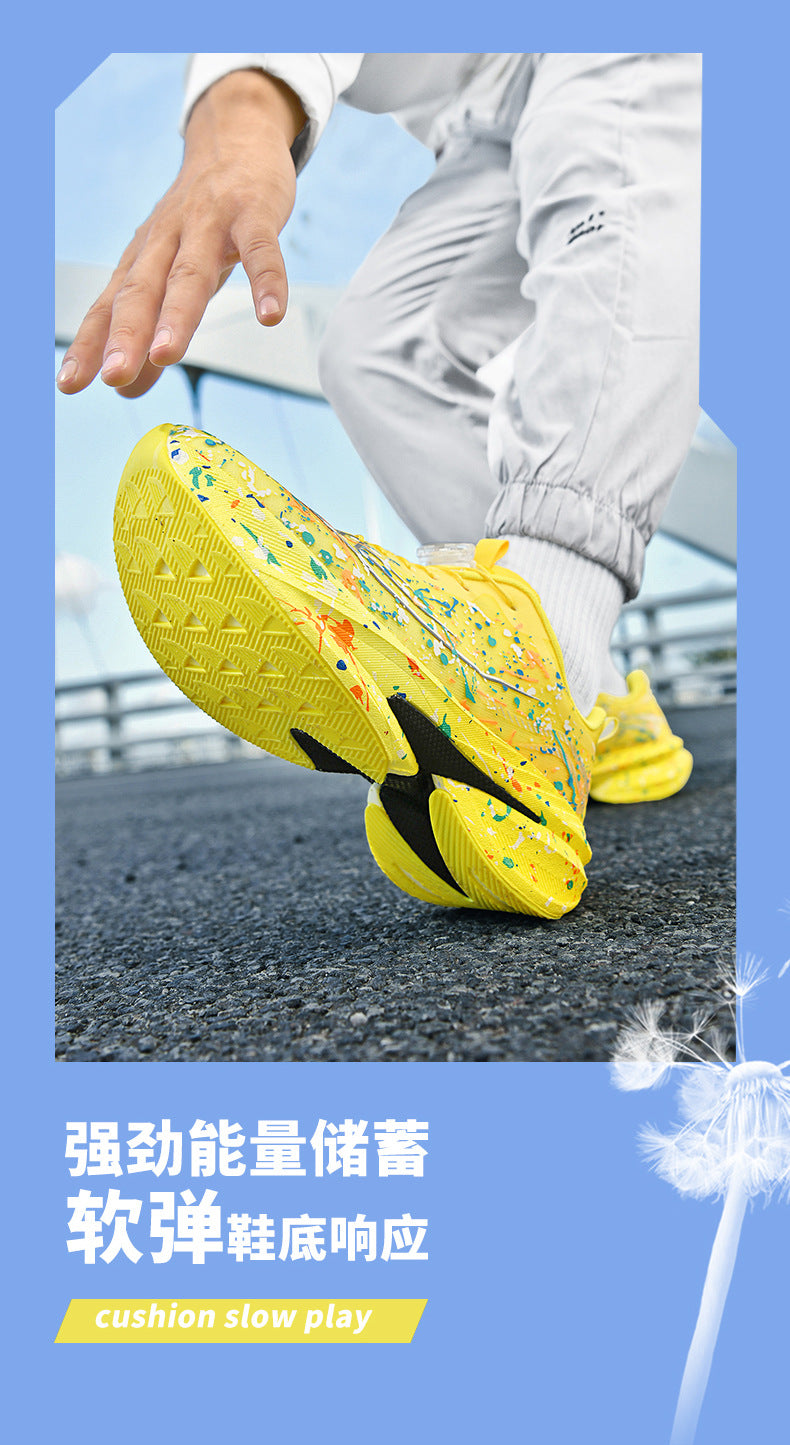 2025Four Seasons New Casual Couple's Real Explosive Carbon Plate Rotating Buckle Running Shoes Youth Graffiti Fashion Sports Shoes