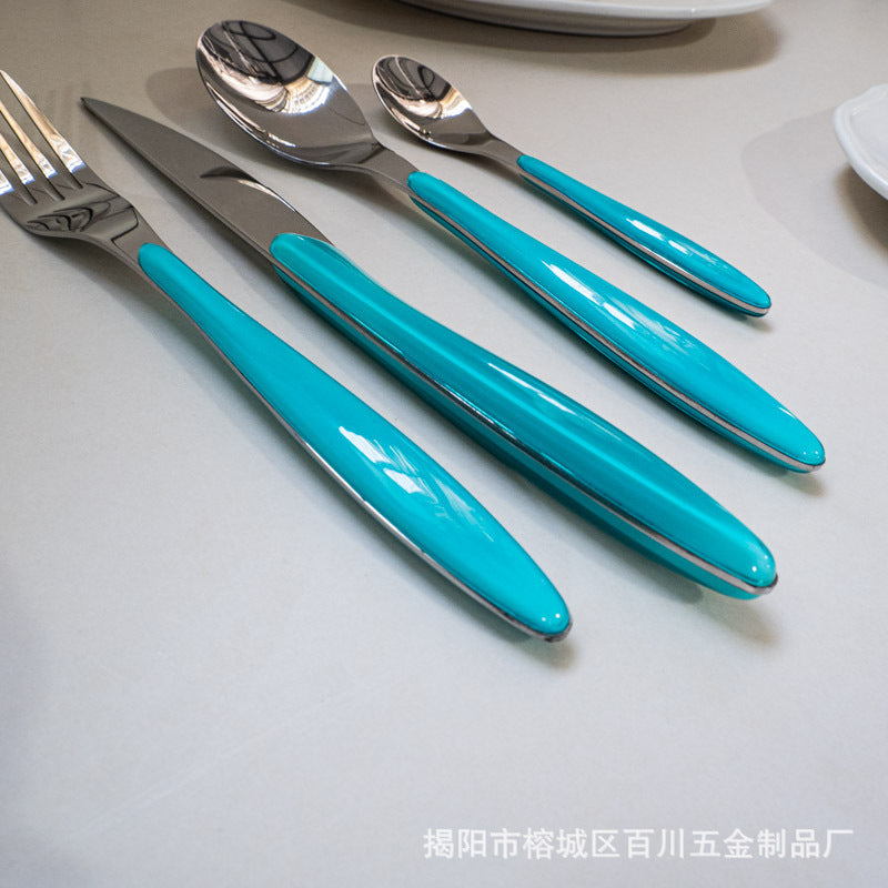 304Stainless Steel Spoon Colorful Western Food Spoon Baby Feeding Spoon Thickened Adult Table Spoon Restaurant Hotel Dessert Spoon