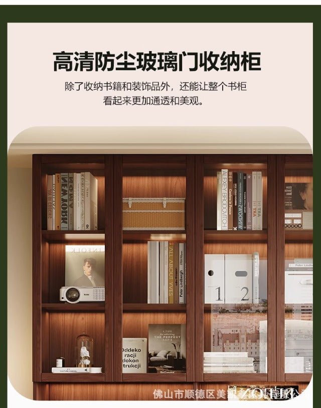 ENF Grade Oak Bookshelf Bookcase Floor-standing Storage Rack Living Room Wall-mounted Integrated Bookcase Storage Cabinet Organizer