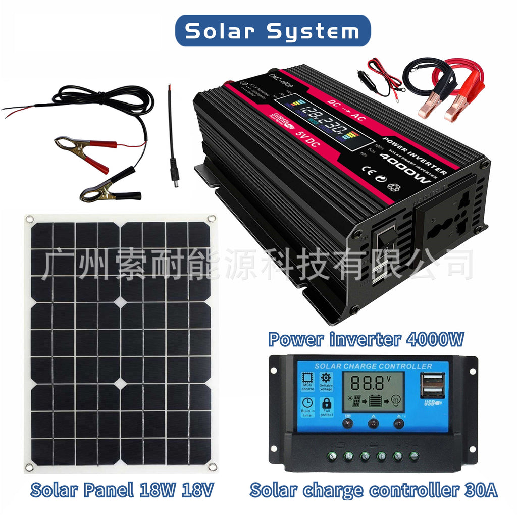 12V Solar Energy Kit System: Inverter 30A Controller 18W Solar Panel Solar System