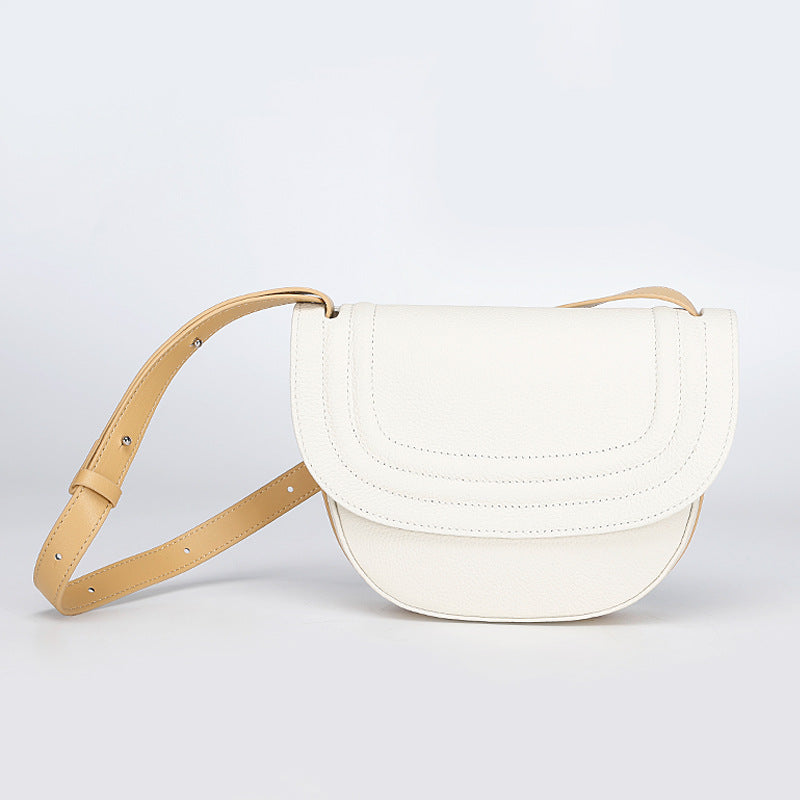 In Stock Trendy Retro Saddle Bag Semi-Circular Niche Texture Crossbody Women's Bag Simple Versatile Shoulder Bag for Women Daily Style