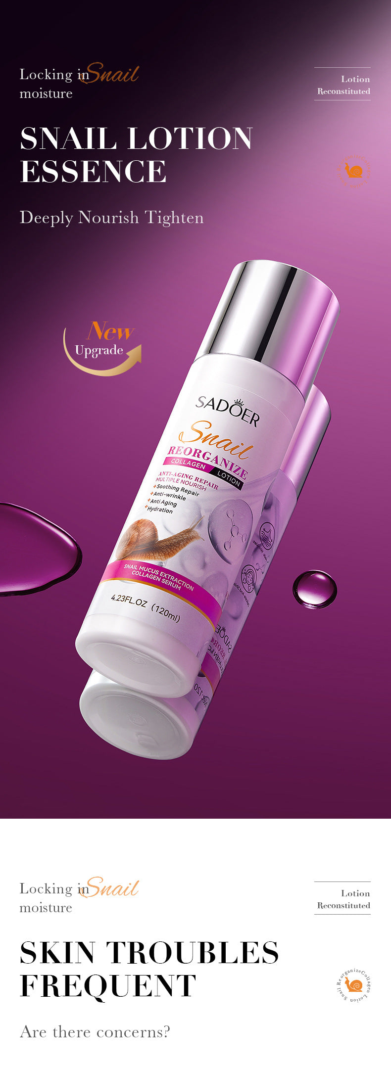 Snail Lotion120ml SADOER Collagen Moisturizing Body Lotion Cross-Border Wholesale