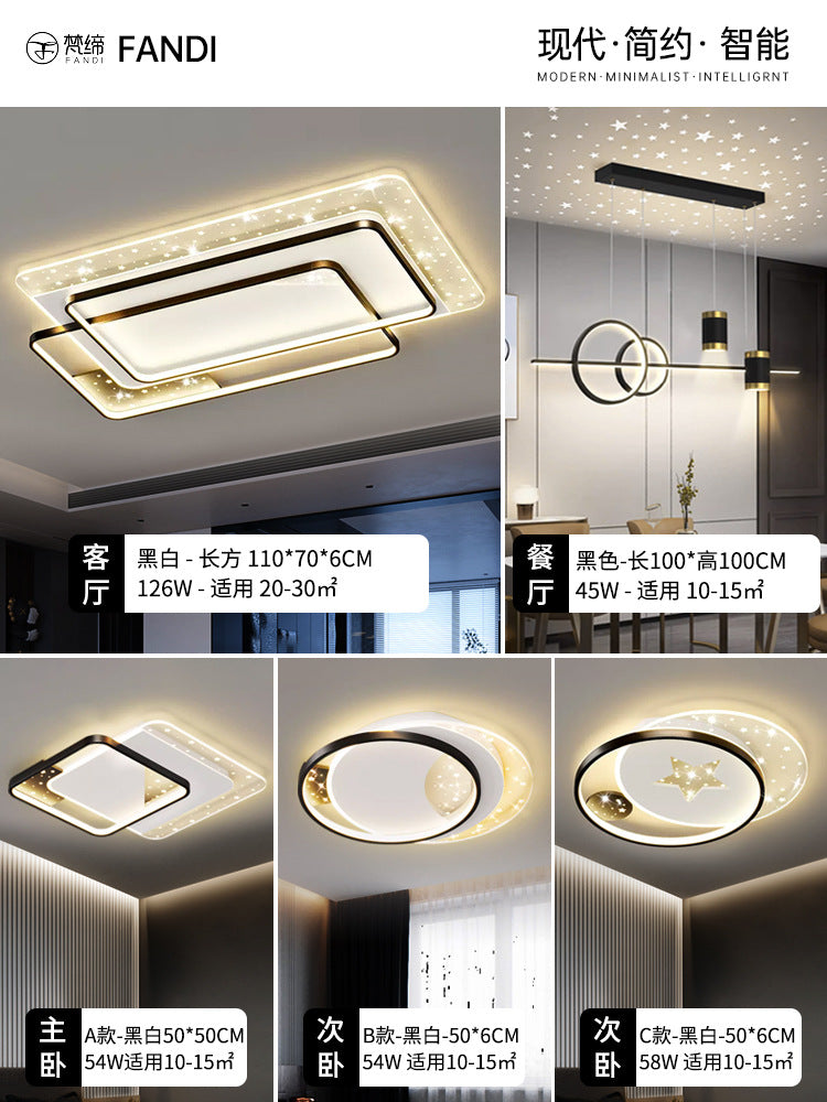 LED Light Luxury Living Room Main Light Starry Sky Restaurant Chandelier Modern Simple Nordic Bedroom Ceiling Light Full House Package