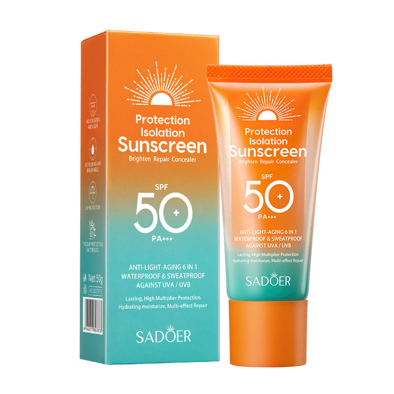 Full English Sunscreen50g SADOER Isolation Sunscreen Repair UV Protection Sunscreen Lotion  Wholesale