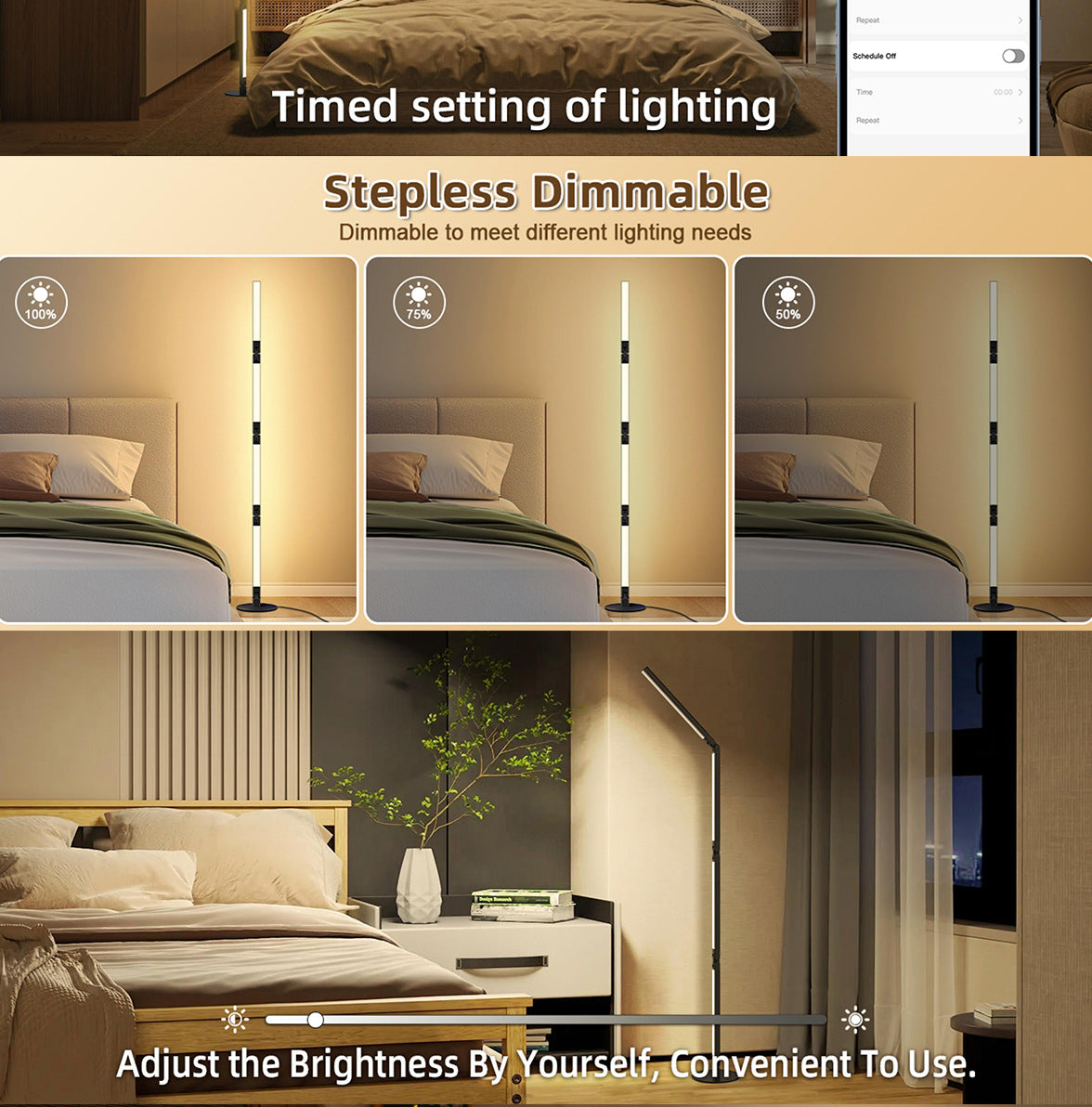 Bluetooth Floor Lamp led Floor Lamp RGBCW Atmosphere Light Symphony Floor Lamp Gaming Atmosphere Light Foldable Model