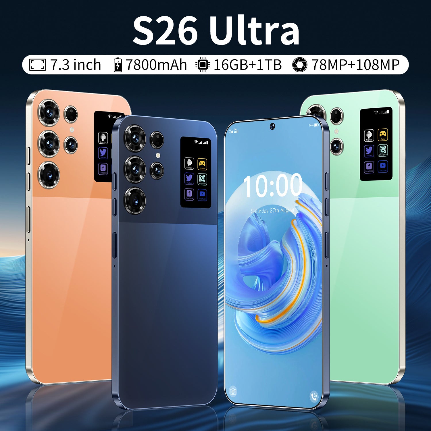 Popular S26 Ultra Mobile Phone16+1TB Android7.3Inch Large Screen Hot Selling on AliExpress