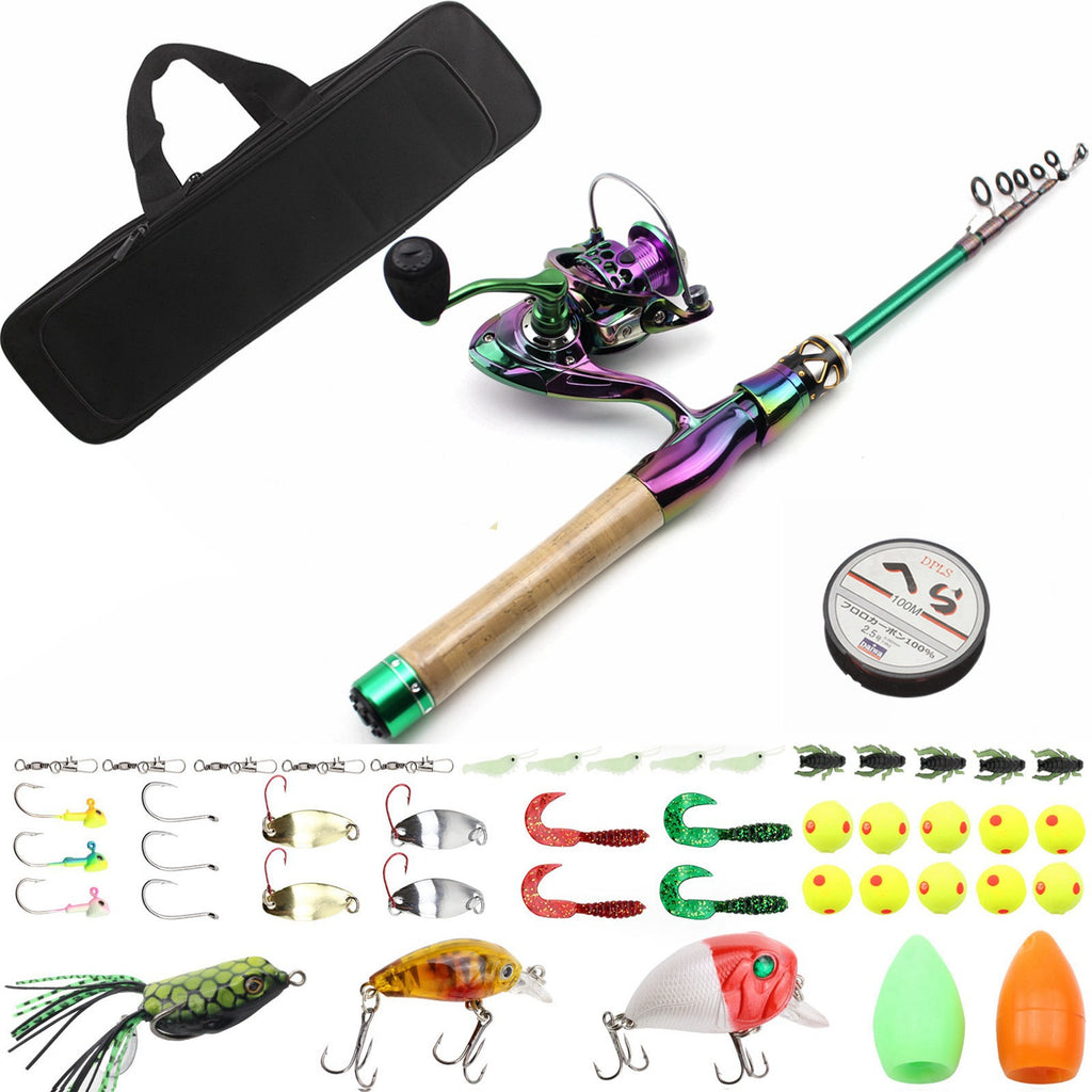 E-commerce Portable Telescopic Lure Rod Set Straight Handle Gun Handle Fishing Gear Combo FBA Overseas Warehouse Fishing Gear