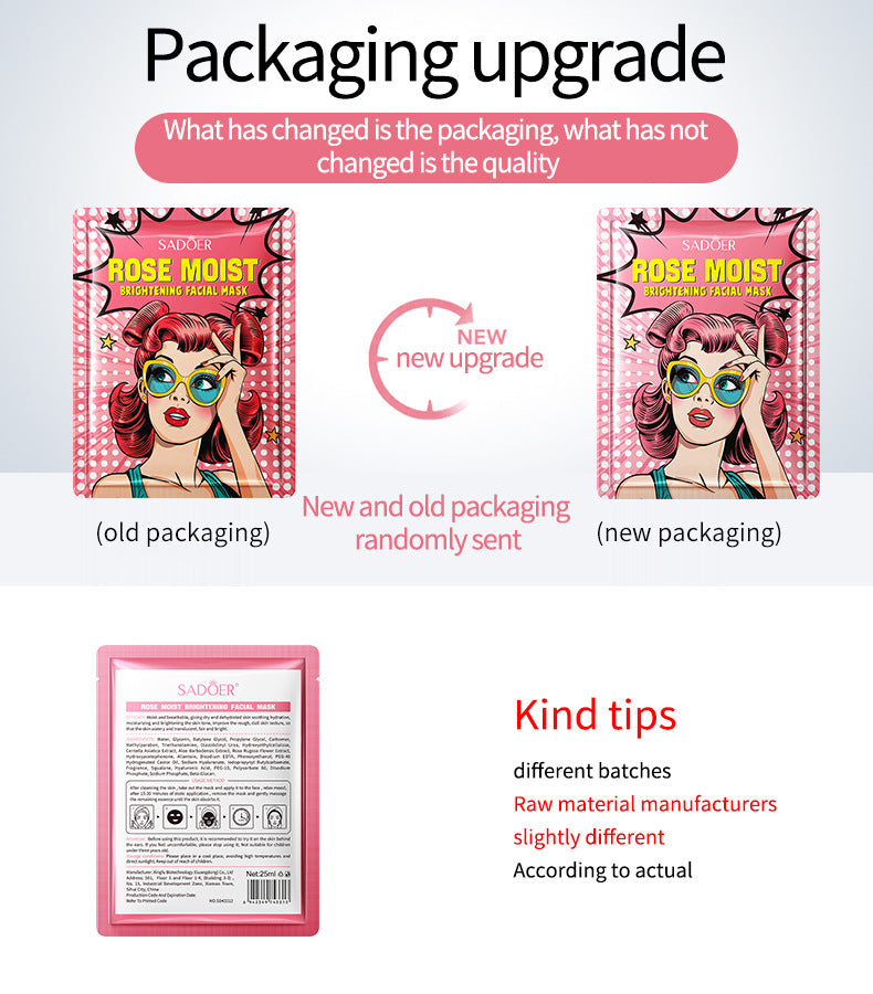 Full English Goddess Mask SADOER Hyaluronic Acid Moisturizing Hydrating Face Mask Sheets Wholesale for  Trade