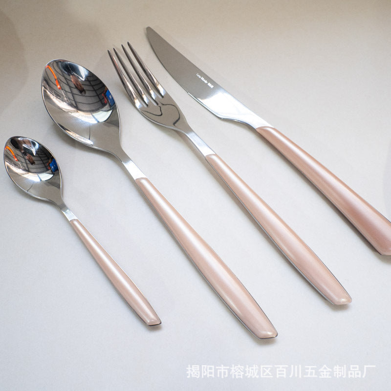 Square Handle High-End Thickened Stainless Steel Western Cutlery Hotel Knife Fork Spoon Set Cutlery Steak Knife Fork Wholesale Factory