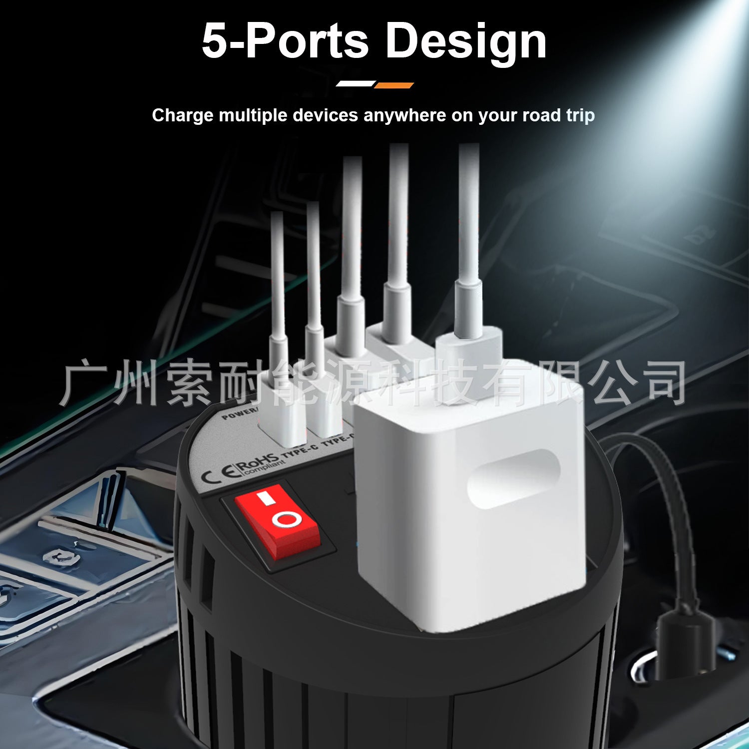 Hot Selling Car Inverter200W 12V Turn110V220V Double USB Type-C Cup Type inverter