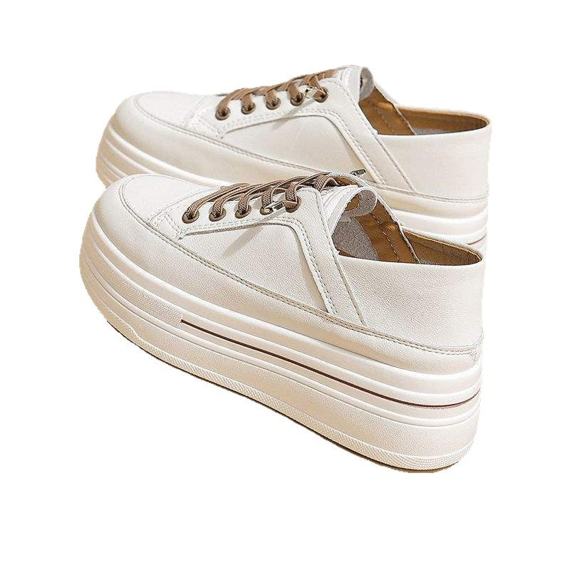 Women's Thick-Soled Height-Increasing White Sneakers for Spring and Autumn2025Summer New Hot-Selling Versatile Casual Slip-On Sneakers