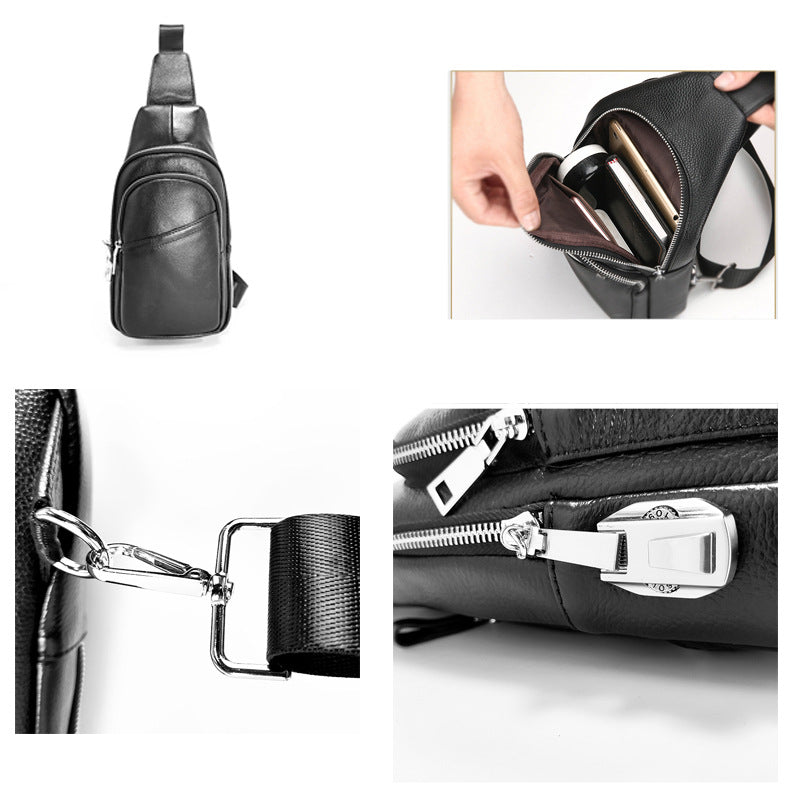 Anti-theft Fingerprint Lock Bag Top Layer Cowhide Men's Single Shoulder Crossbody Bag Multifunctional Crossbody High-end Genuine Leather Chest Bag