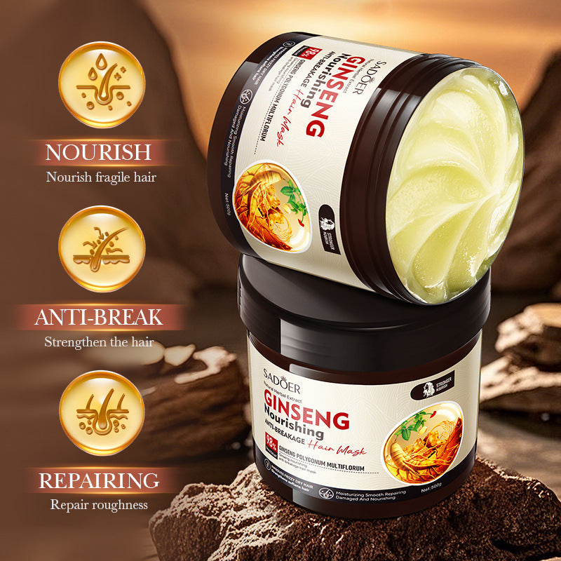 Full English Ginseng and Polygonum Multiflorum Hair Mask SADOER Nourishing Anti-Breakage Smooth Voluminous Hair Mask  Wholesale