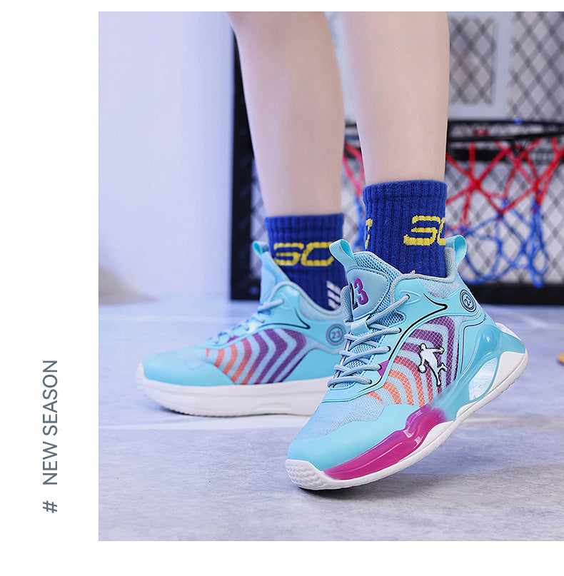 Big Kids Practical Basketball Shoes Children Professional Training Wear-Resistant Sneakers Mesh Breathable Non-Slip Running Sports Shoes