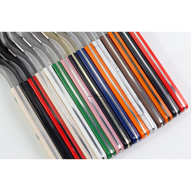 304Mirror Finish Western Tableware Set Color Block Two-Tone Handle Butter Knife Fork Spoon Clip Handle Steak Dessert Spoon Fork