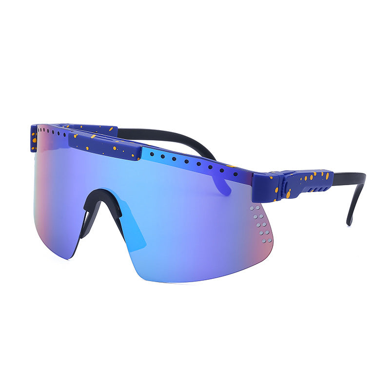 European and American Colorful Sunglasses Outdoor Cycling Windproof Sunglasses Men and Women One-piece Lens Sports Anti-ultraviolet Glasses