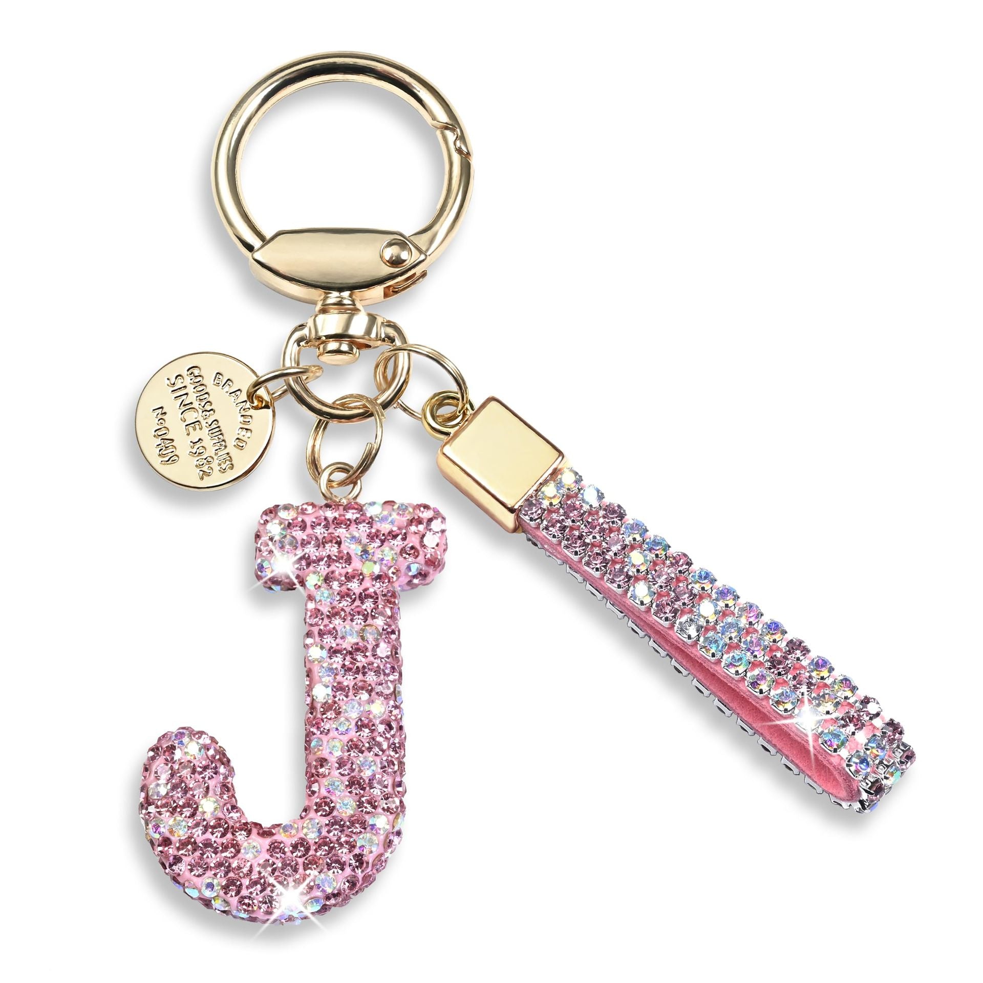 Inlaid Diamond Letter Keychain High-end Gift Pendant for Women Shiny Letter Pendant Wristband Phone Chain Keychain