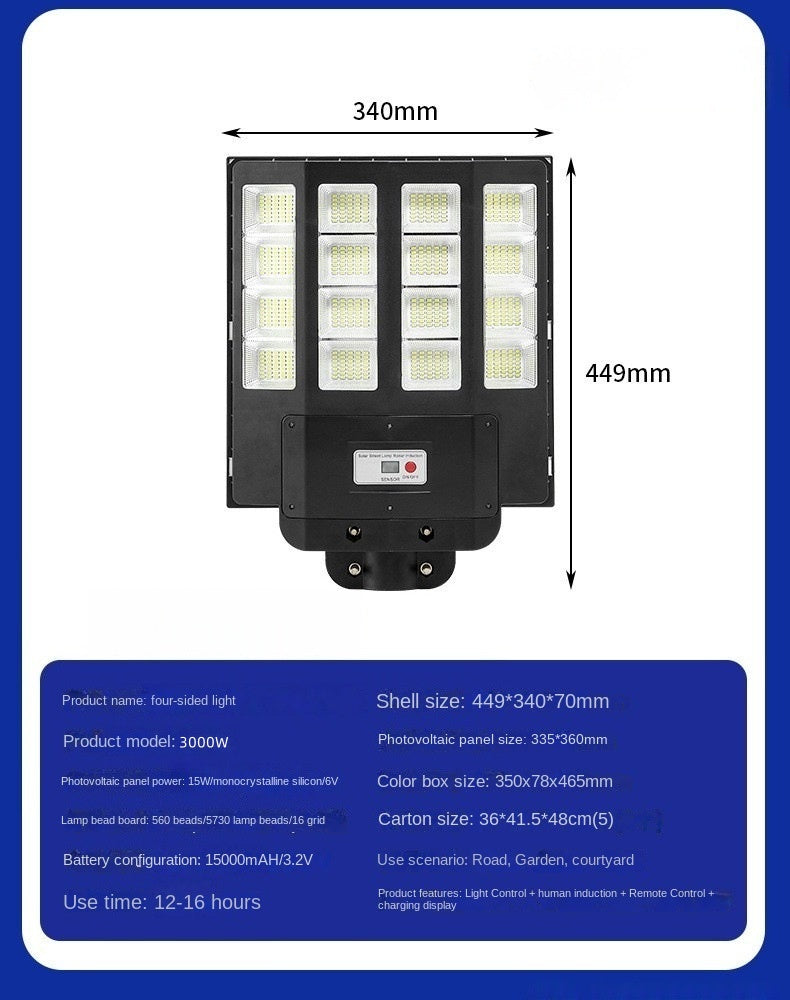 Integrated Solar Street Light IP65 Waterproof Smart Solar Lamp 1000W2000W3000WLED Street Light