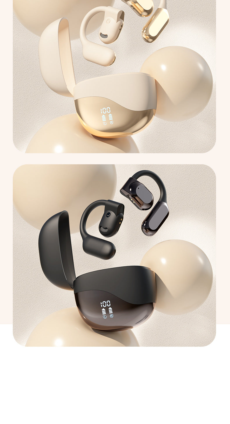 M62Popular AI Translation Bluetooth Earphones Bone Conduction Ear Hook Digital Display Long Battery Life Wireless Bluetooth Earphones