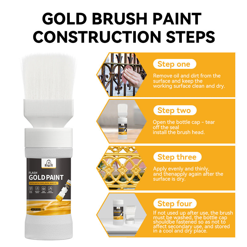 Water-based Gold Foil Paint Gold Paint Water-based Paint Iron Art Iron Door Railing Renovation with Brush Paint Manufacturer