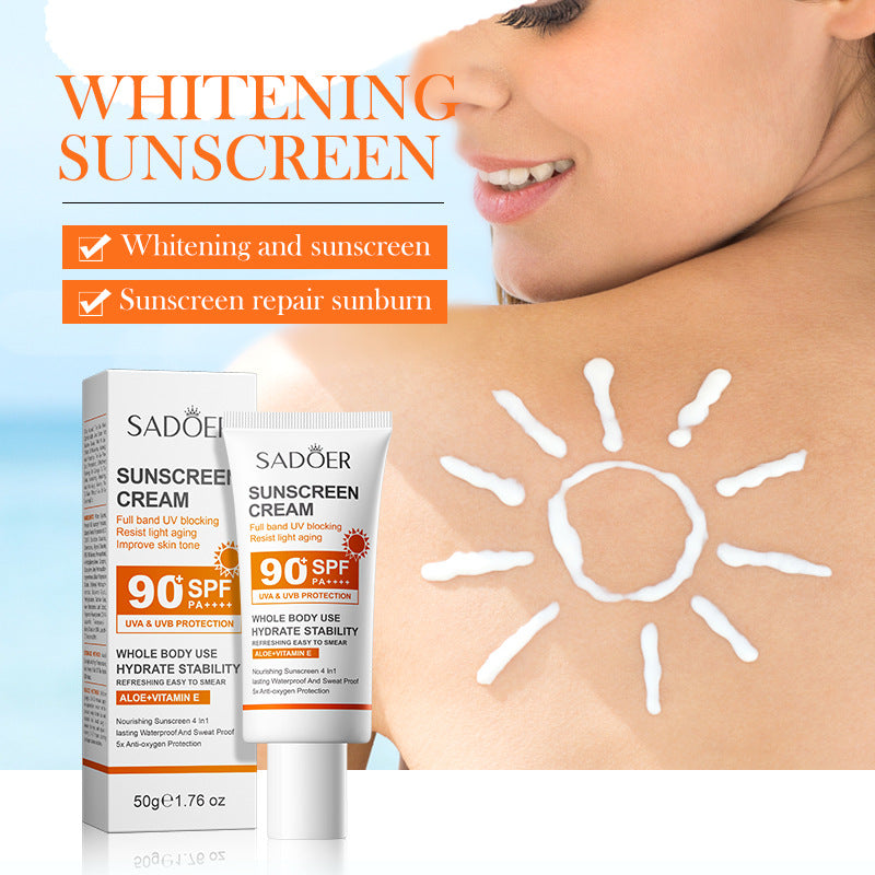 Full English Sunscreen SADOER Clear Anti-Aging Refreshing UV Protection Sunscreen Lotion  Wholesale
