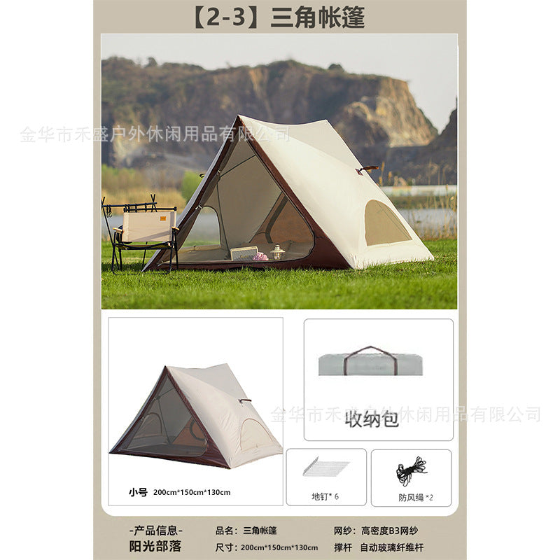 Beach Tent Portable Outdoor Camping Triangle Tent Automatic Quick Open Beach Tent Sun Protection Beach Tent