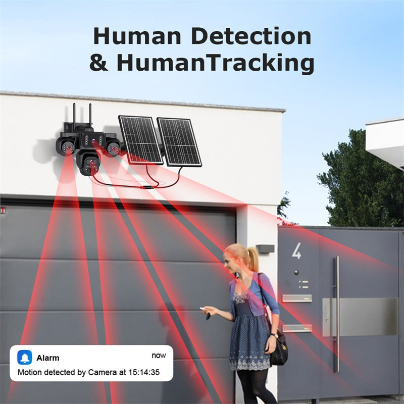 AOV Solar Monitoring HD Four-eye Solar Surveillance Camera Outdoor24Hourly Real-Time Monitoring