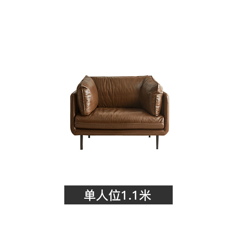 Factory Direct Sales Embrace Genuine Leather Sofa Nordic Italian Minimalist Full Top Grain Cowhide Vintage Retro Oil Wax Leather Sofa Shipping and tax not included
