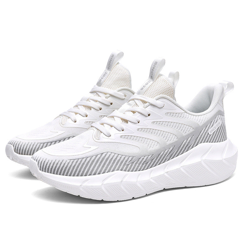 New Thick-Soled Racing Sports Shoes for Middle School Students, High Elastic Running Shoes for Men and Women, Breathable Flyknit Mesh Shoes for Couples