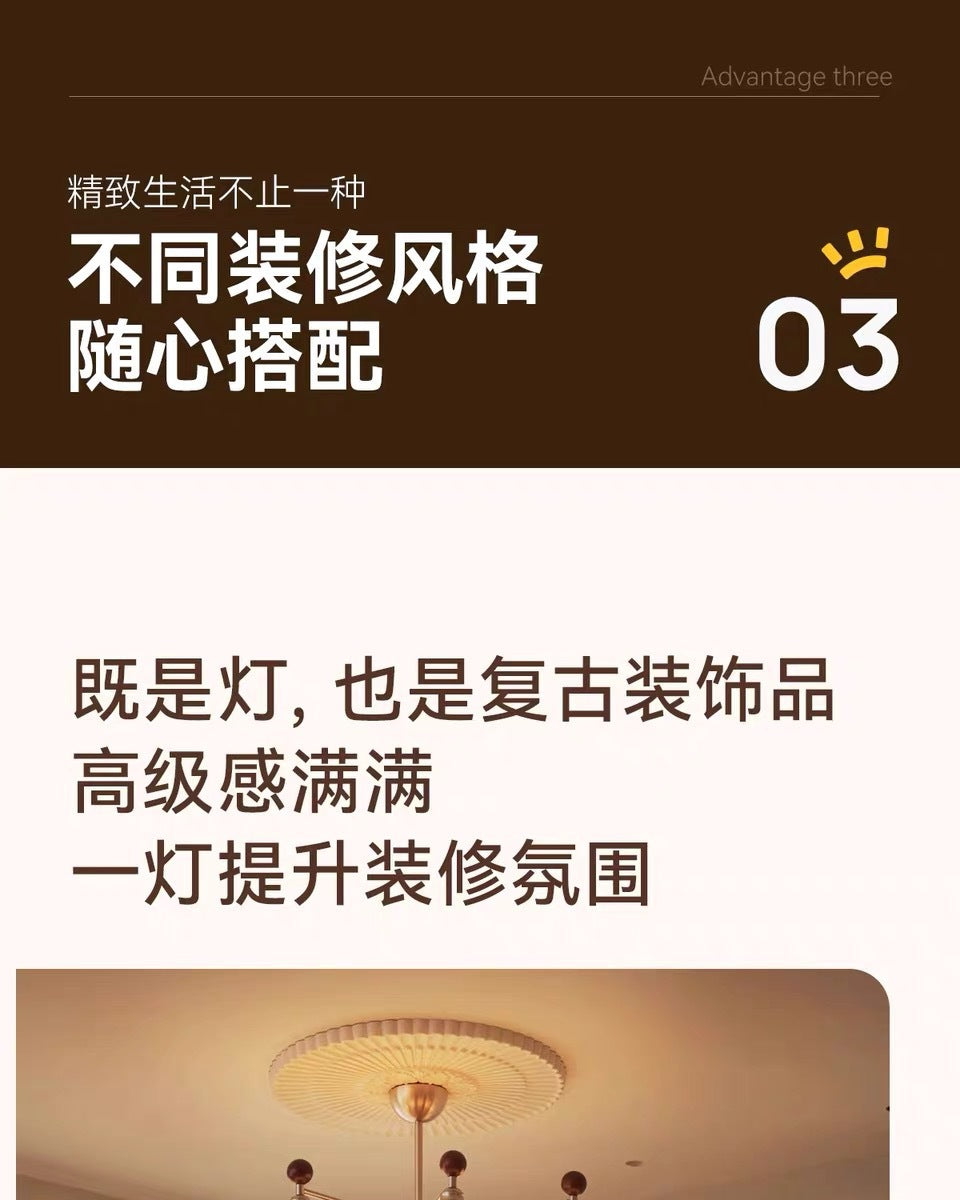 Vintage Retro Solid Wood Living Room Designer Persimmon Pendant Light Vintage French Cream Style Bedroom Living Room Dining Room Light