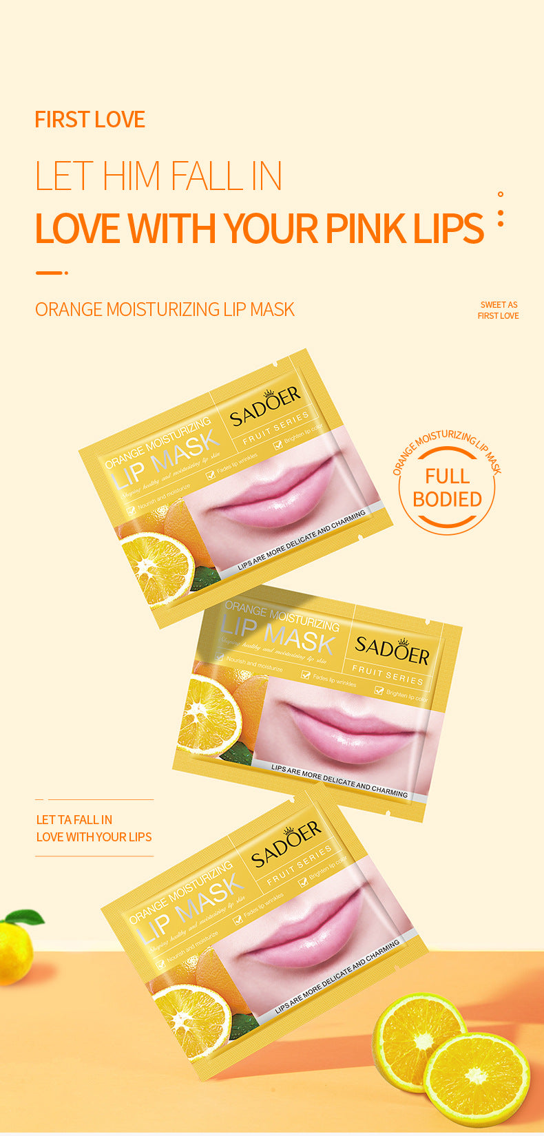 Orange Moisturizing Lip Mask SADOER Moisturizing lips anti-chapped lip mask cross-border foreign trade wholesale