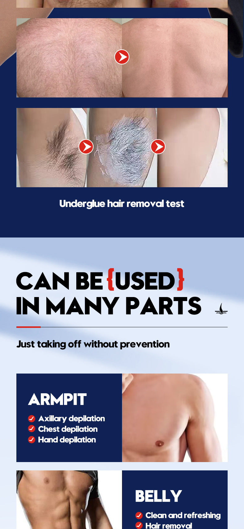 Men's Smooth Hair Removal Cream SADOER Non-irritating Underarm Body Hair Removal Cream Cross-Border Wholesale