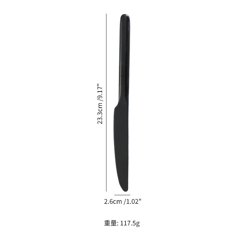 304Stainless Steel Knife Fork Spoon Thickened Tableware Western Hotel High-end Steak Knife Fork Dessert Spoon Set Kunting