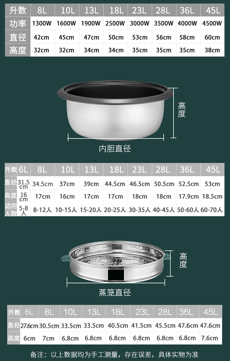 Factory New Dropshipping Model8L45L Large Rice Cooker6-70Hotel commercial large capacity extra-large rice cooker