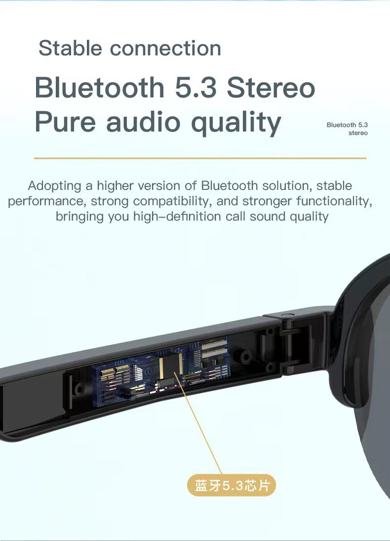 AI Binaural Smart Bluetooth Glasses Anti-ultraviolet Sports Bluetooth Headset Ultra-long Battery Life Smart Glasses