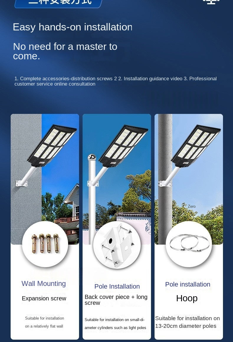 Integrated Solar Lamp ABS Outdoor Waterproof Intelligent Lighting Square Road LED Street Light