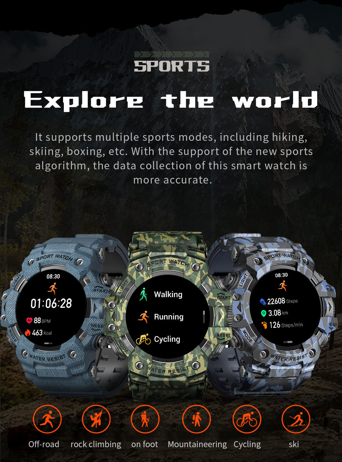 LC21Smart Watch Bluetooth Call True Heart Rate Step Sleep Compass Deep Waterproof Mechanical Style Sports