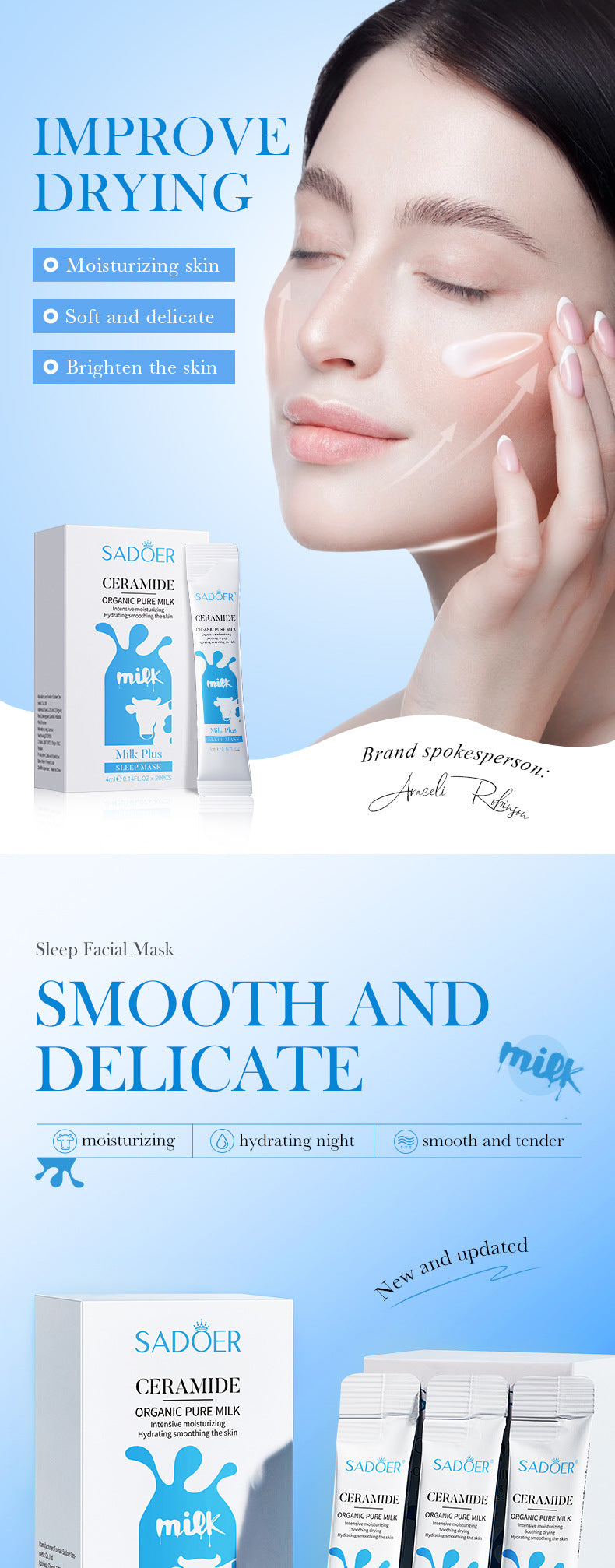 Milk Sleeping Mask SADOER Ceramide Mask Skin Rejuvenation Moisturizing Mask Cross-Border Wholesale