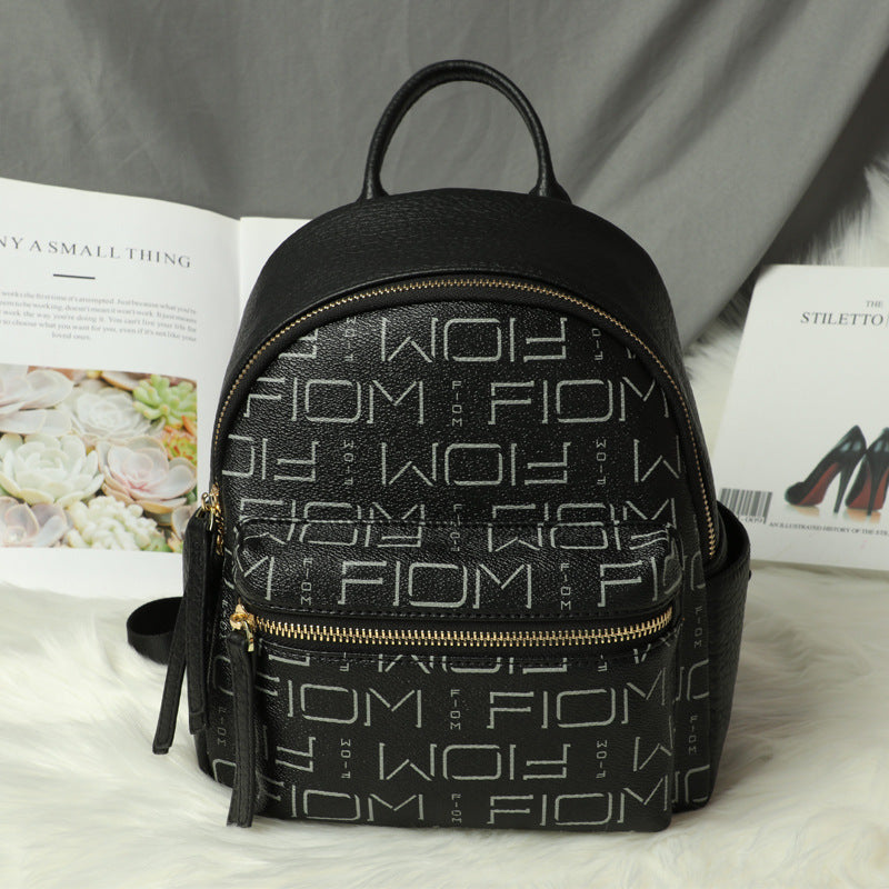 New Fashion Printed Women's Backpack Soft Leather Versatile Large Capacity Student School Bag Mom Travel Bag