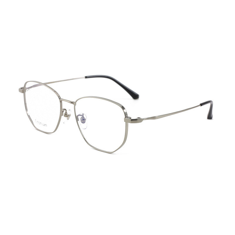 New Fashion Retro Half Titanium Eyeglass Frame Japanese and Korean Polygonal Frame Unisex Metal Frame