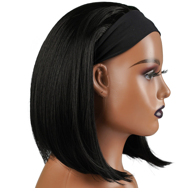 European Hair Band Wig Headband Medium Short Straight Hair African Headscarf Bob Trendy Element Bangs