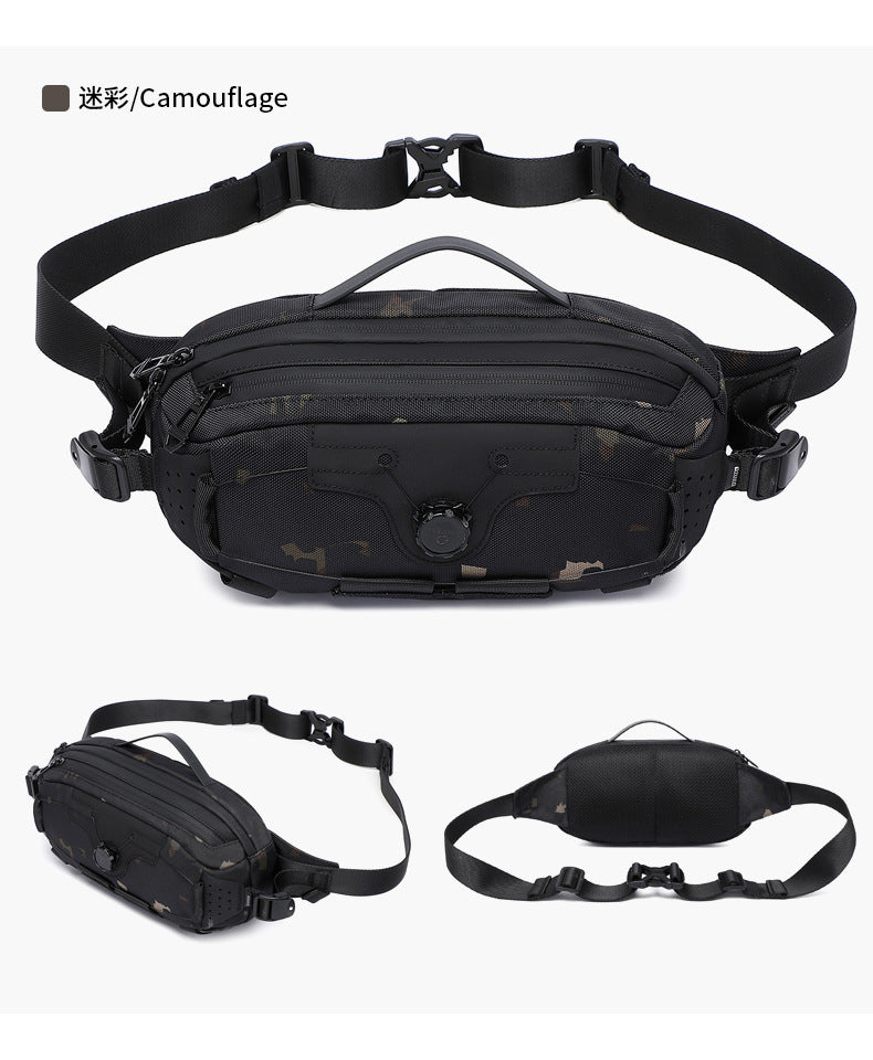 OZUKO Men's Chest Bag Crossbody Waist Bag Multifunctional Tactical Waterproof Portable Outdoor Cycling Trendy Brand High-end Bag