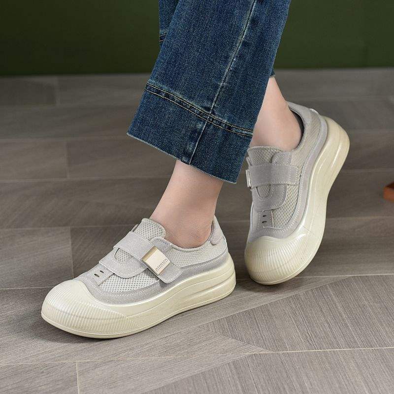 New Round Toe Fashion Sports Casual Shoes Mesh Soft Sole Women's Shoes Retro Niche Fashion Low-top Single Shoes Mom Shoes