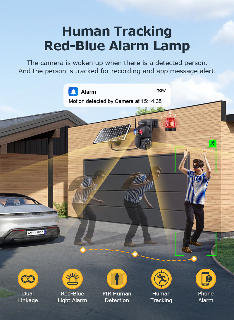 High Definition Bullet Camera36Optical Zoom Outdoor6MP Full Color Night Vision4G Wireless Solar Camera